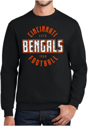 Zubaz Cincinnati Bengals Mens Black CIRCULAR Long Sleeve Crew Sweatshirt