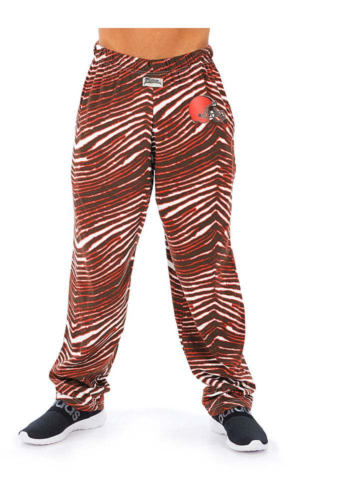 Zubaz Cleveland Browns Mens Orange Traditional Three Color Zebra Sleep Pants