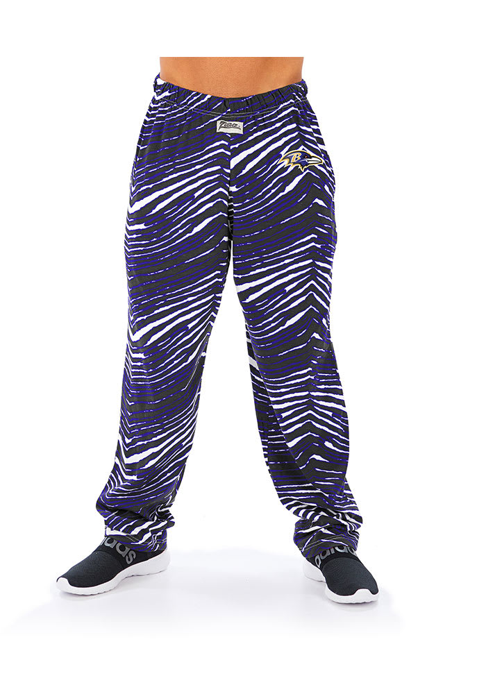 Zubaz Baltimore Ravens Mens Purple Traditional Three Color Zebra Sleep Pants