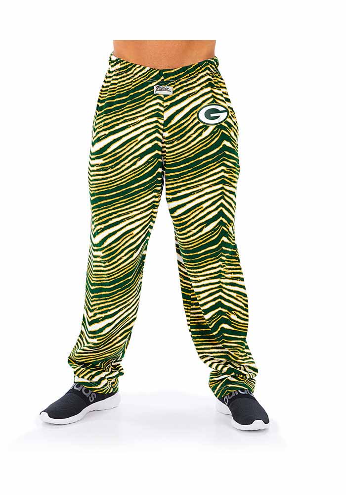 Zubaz Green Bay Packers Mens Green Traditional Three Color Zebra Sleep Pants