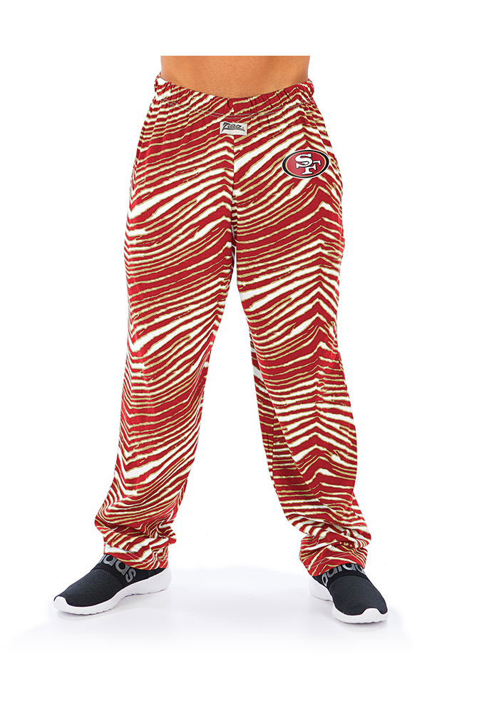 Zubaz San Francisco 49ers Mens Red Traditional Three Color Zebra Sleep Pants