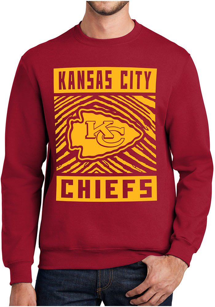 Zubaz Kansas City Chiefs Mens Red Zebra Monotone Long Sleeve Crew Sweatshirt