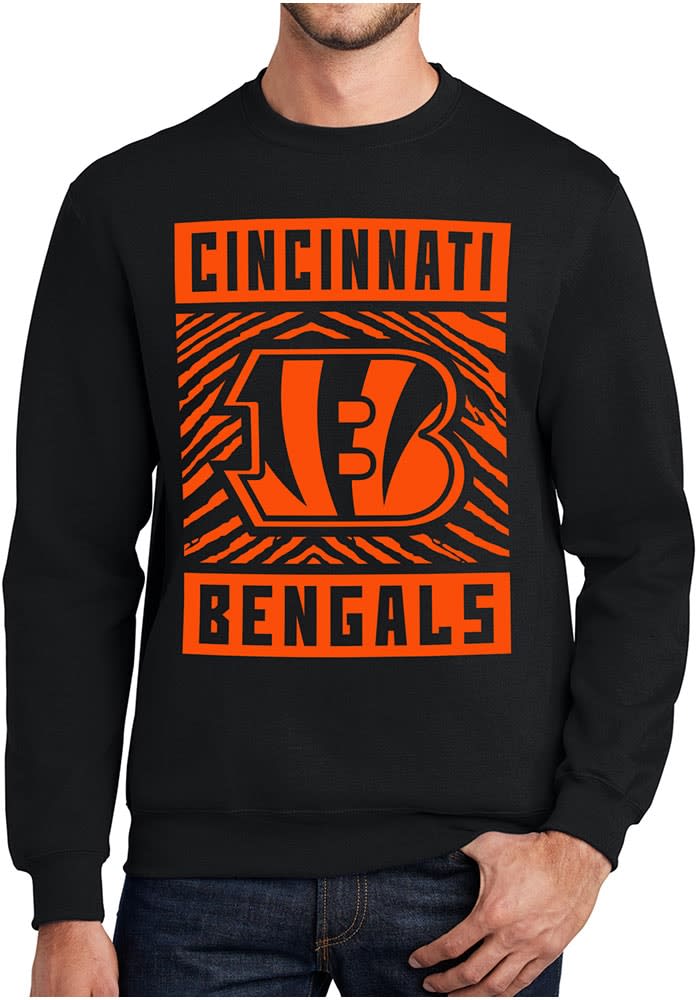 Cincinnati Bengals Crew Neck Sweatshirt With Zebra Graphic