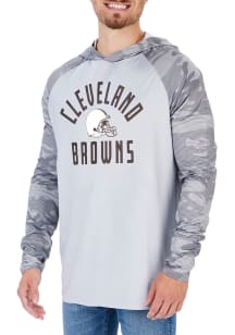 Zubaz Cleveland Browns Mens Grey Solid w/ Camo Lines Hood