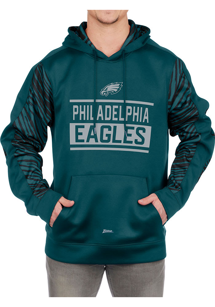 Philadelphia Eagles Zubaz Teal SOLID TWO TONE ZEBRA COLOR BLOCK Hood