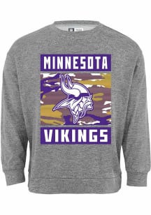 Minnesota Vikings Mens Grey Camo Long Sleeve Crew Sweatshirt