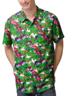 Forever Collectibles Philadelphia Phillies Mens Red Face Sublimated Short Sleeve Dress Shirt