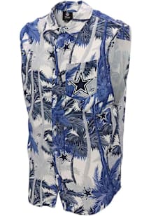 Dallas Cowboys Mens Navy Blue Palm Tree Floral Short Sleeve Dress Shirt