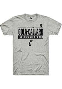Trevon Gola-Callard Cincinnati Bearcats Ash Football NIL Stacked Box Short Sleeve Player T Shirt