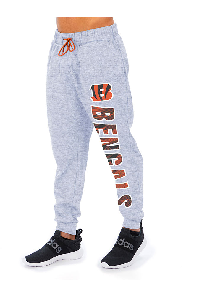 Zubaz Cincinnati Bengals Space Dye Lines Jogger, Gray, XXL