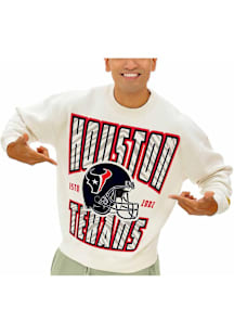 Houston Texans Mens White Helmet Stack Long Sleeve Crew Sweatshirt