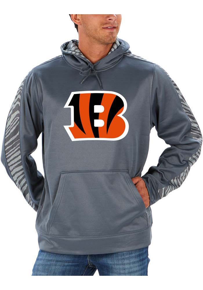 Zubaz Cincinnati Bengals Tonal Zebra Hoodie - Grey