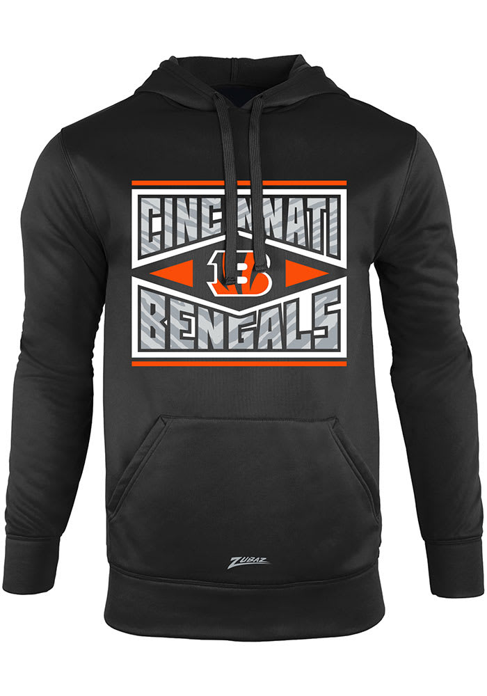 Zubaz Cincinnati Bengals NFL Men's Full Zip Hoodie with Zebra Print Details