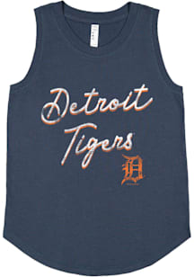 Detroit Tigers Girls Blue Script Short Sleeve Tank Top