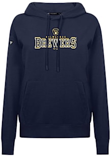 Levelwear Milwaukee Brewers Womens Navy Blue Adorn Journey Hooded Sweatshirt