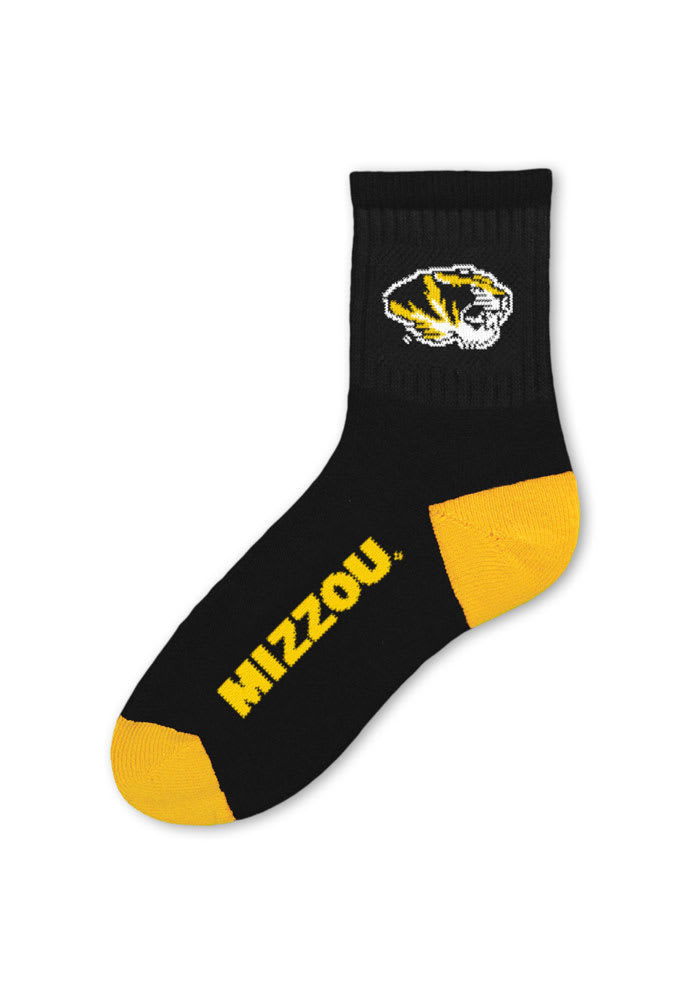 Missouri Tigers TC Logo Name Mens Quarter Socks