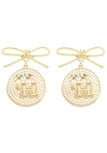 Houston Cougars Logo Pearl Bow Womens Earrings