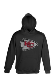 Kansas City Chiefs Kids Black Distressed Logo Long Sleeve Hoodie