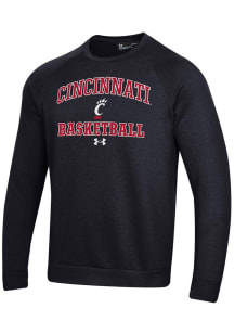 Mens Cincinnati Bearcats Black Under Armour Basketball Rival Crew Sweatshirt