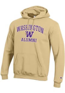 Mens Washington Huskies Gold Champion Logo Alumni Powerblend Hooded Sweatshirt