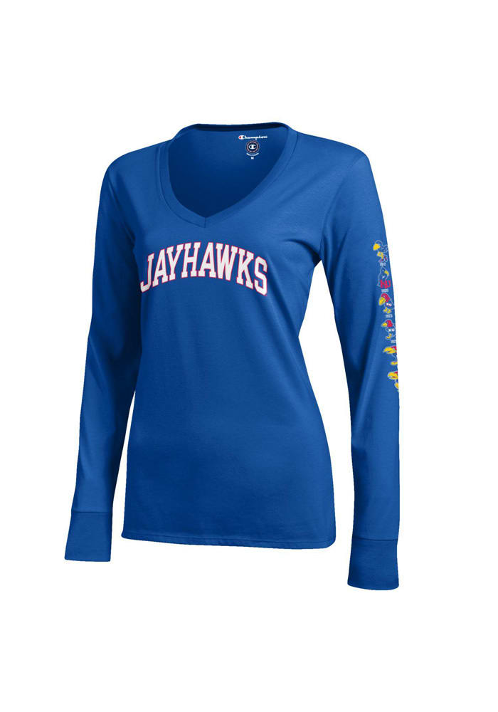 Kansas Jayhawks Juniors Blue Campus Timeline Long Sleeve T-Shirt
