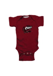 Temple Owls Baby Maroon Embroidered Logo Short Sleeve One Piece