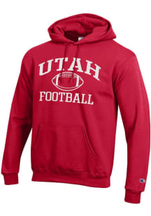 Champion Utah Utes Mens Red Football Powerblend Long Sleeve Hoodie