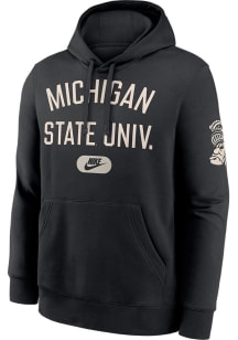 Mens Michigan State Spartans Black Nike Club Fleece Hooded Sweatshirt
