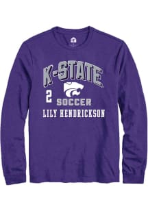 Lily Hendrickson Mens Purple K-State Wildcats NIL Arch Logo Long Sleeve Player T Shirt