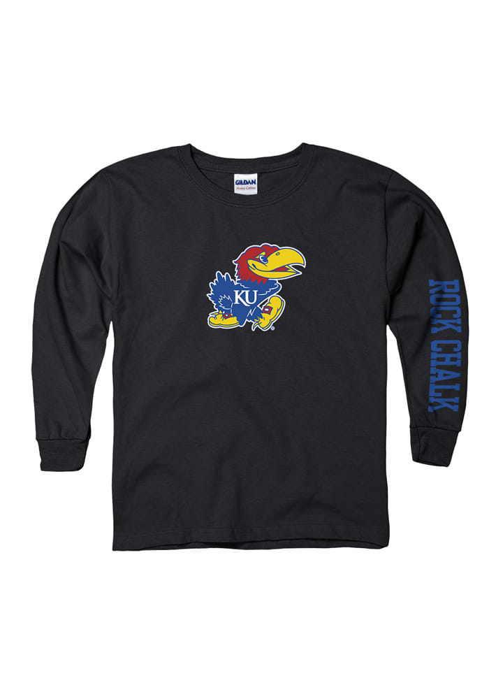 Kansas Jayhawks Youth Black Big Logo Long Sleeve T-Shirt