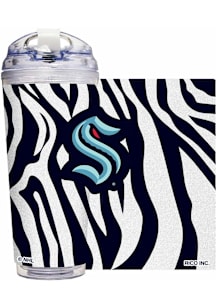 Seattle Kraken Zebra Glitter 24oz Tumbler - Navy Blue