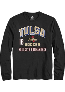 brooklyn bumgardner Mens Black Tulsa Golden Hurricane NIL Arch Logo Long Sleeve Player T Shirt