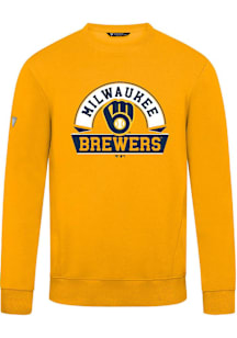 Levelwear Milwaukee Brewers Mens Gold Zane Banner Arch Long Sleeve Crew Sweatshirt