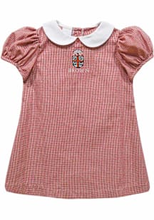 Vive La Fete Brown Bears Baby Girls Red Gingham Collar Short Sleeve Dress