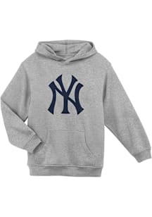 New York Yankees Boys Grey Primary Logo Long Sleeve Hooded Sweatshirt