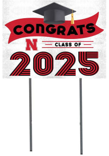 White Nebraska Cornhuskers Class of 2025 graduation graphic Yard Sign