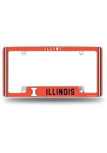 Illinois Fighting Illini Classic All Over Chrome License Plate Frame - White