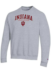 Champion Indiana Hoosiers Mens Grey Grandma Script Powerblend Long Sleeve Crew Sweatshirt