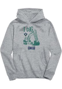Vive La Fete UNCW Seahawks Toddler Grey Excavator Long Sleeve Hooded Sweatshirt
