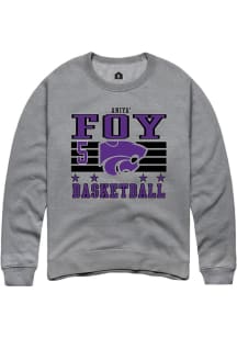 Aniya’ Foy Rally Mens Grey K-State Wildcats NIL Striped Player Crew