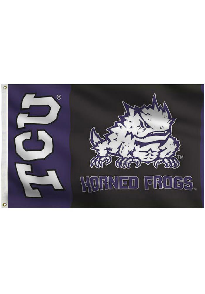 TCU Horned Frogs 3x5 Purple and Black Grommet Purple Silk Screen Grommet Flag