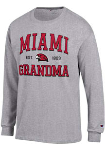 Champion Miami RedHawks Grey Est. Date Grandma Jersey Long Sleeve T Shirt