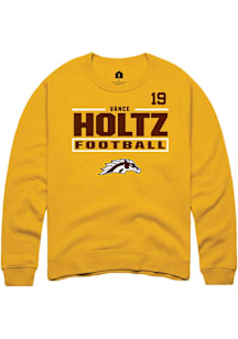 Vance Holtz Western Michigan Broncos Mens Gold Football NIL Stacked Box Player Crew