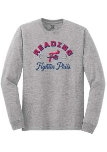 Summit Sportswear Reading Fightin Phils Grey Vintage Arch Script Long Sleeve T Shirt