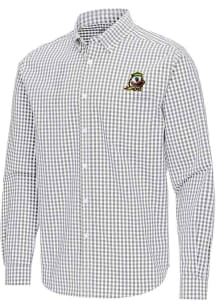 Mens Oregon Ducks Ash Antigua Ellis Long Sleeve Dress Shirt