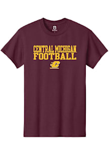 Summit Sportswear Central Michigan Chippewas Maroon Stacked Football Short Sleeve T Shirt