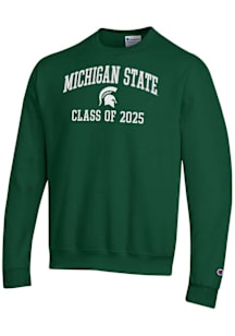 Champion Michigan State Spartans Mens Green Class of 2025 Text Powerblend Long Sleeve Crew Sweatsh..