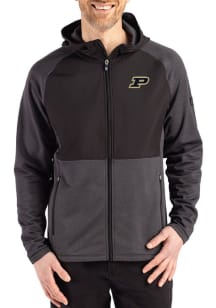 Mens Purdue Boilermakers Black Cutter and Buck Peshastin Long Sleeve Full Zip Jacket