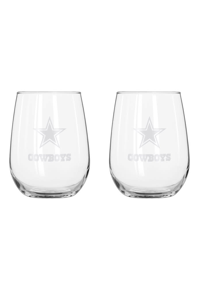 Dallas Cowboys frosted logo Stemless Wine Glass