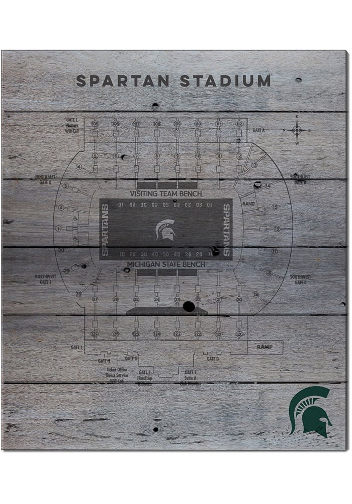 KH Sports Fan Michigan State Spartans GRAY 16x20 Seating Chart Sign